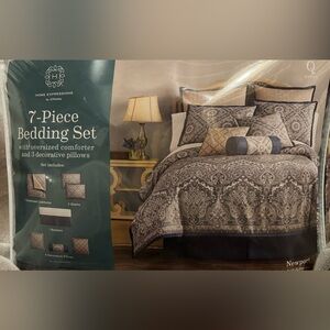 Home Expressions Newport 7-Piece Bedding Set - Blue and Tan